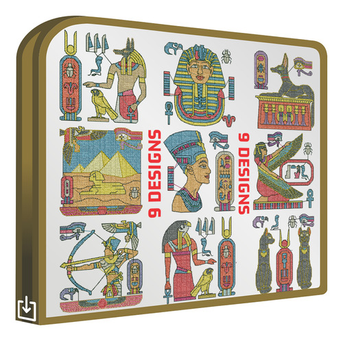 Egipto Set De 9 Diseños Bordadoras Patrones Bordar Ropa