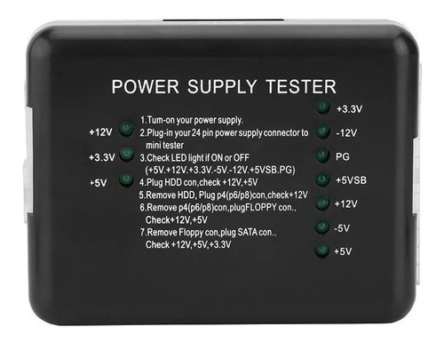 Probador Tester Fuente De Poder 20/24 Pines +12v Hasta -3v