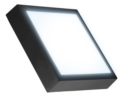 Foco Led 12w Cuadrado Negro 17x17cm Sobrepuesto Luz Fría