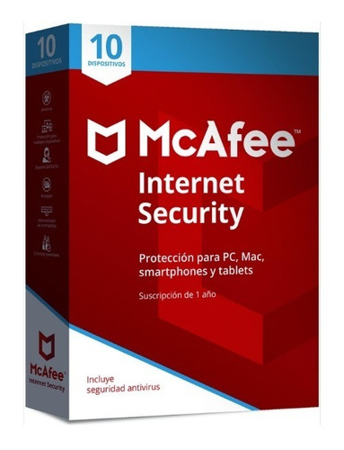 Antivirus Mcafee Internet Security 10 Dispositivos 1 Año