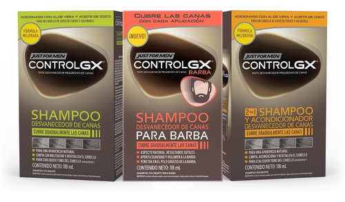 Just For Men Control Gx Kit - 3 Shampoos Desvanecedores 