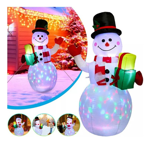 Boneco De Neve De Natal Led Infláveis De 1,5 M