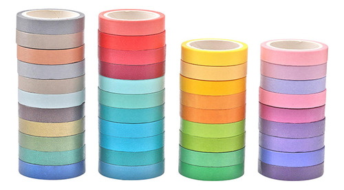 40 Piezas Arcoíris Cinta Adhesiva Adhesiva Decorativa Papel