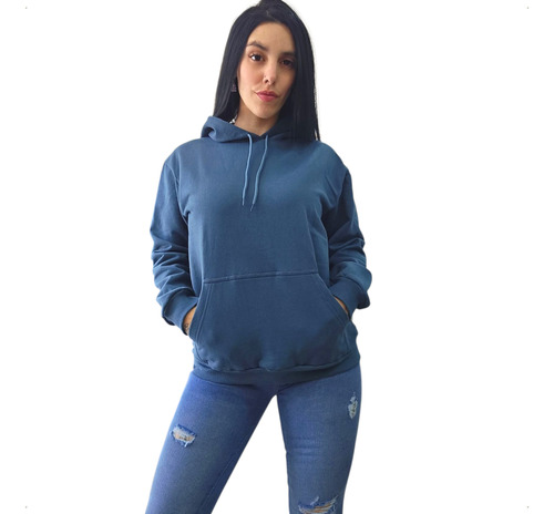 Buzo Canguro Algodón Frizado De Mujer Talle Grande Mc