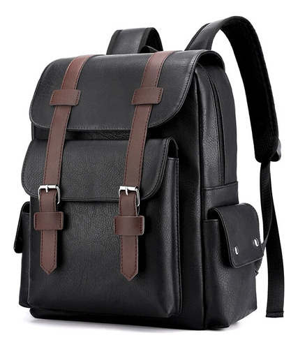 Mochila De Piel Sintética Para Hombre, Morral Grande Para