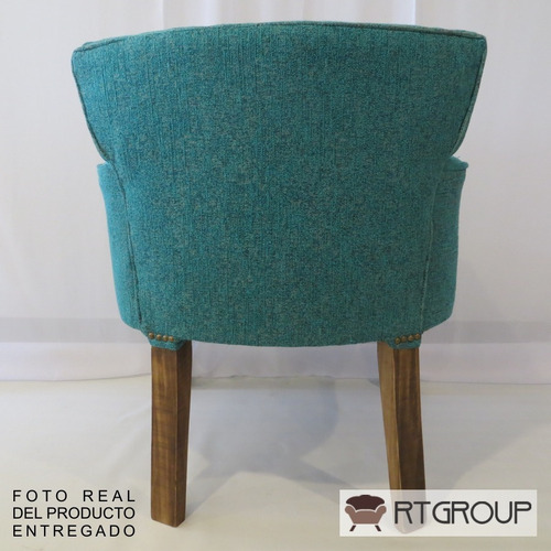 Imagen 6 de 10 de Sillon Matero Poltrona Apoyabrazos Chenille Turquesa Premium