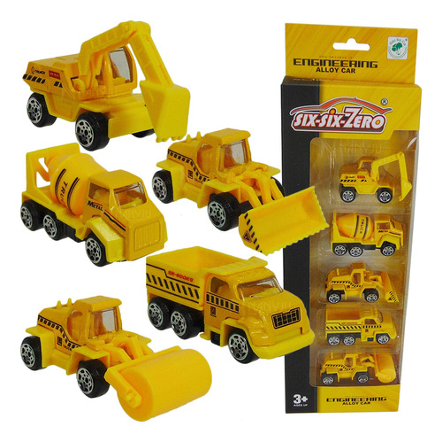 Mini Carrinhos Metal Construção Caminhão Escavadeira Trator Cor Amarelo Escav