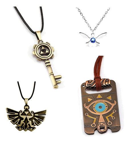 Collares Doublechin 4 Pc Zelda Charm Navi, Skeleton Key,