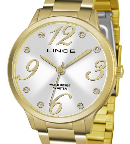 Relógio Lince Feminino Dourado Original Lrgh074l Ku44s2k +nf