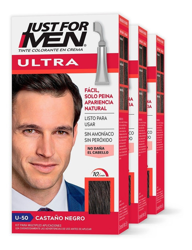  Tinte Just For Men Ultra 3 Pack Tono Castaño/Negro