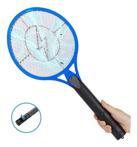 Raqueta Mata Insecto Flyhunter Mosquitos Moscas Electricidad Azul 0