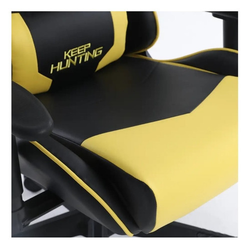 Imagen 3 de 4 de Silla Gamer Ocelot Amarilla Reclinable Ogs 150kg C/cojines