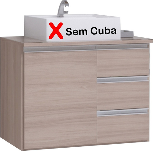 Gabinete Armário Banheiro Prisma 60cm - Sem Cuba Cor do móvel Madeirado Inteiro