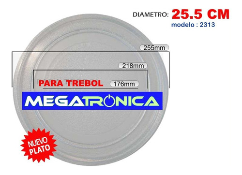 Plato Microondas Trebol Ø 25,5cm 255mm Varias Marcas +medida