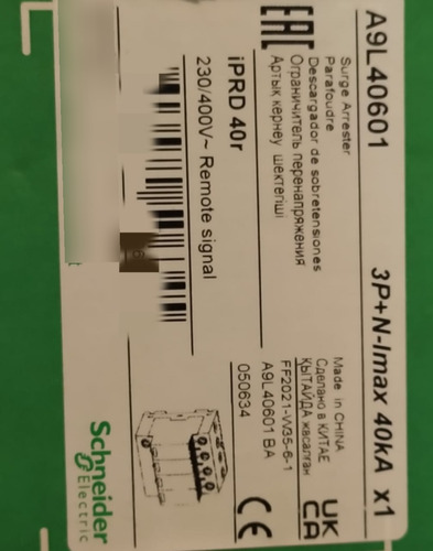Limitador De Sobretension Ref A9l40601 Ipdr40r 3p+n Schneide