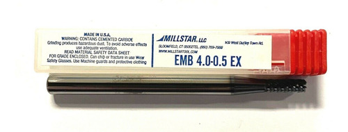 Millstar 4mm Carbide End Mill Bull Nose Altin Coated Cor Zts