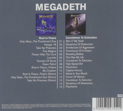 Megadeth Countdown To Extinction/rust In Peace Import