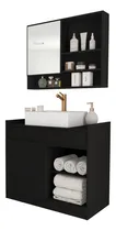Comprar Móveis Bela Gabinete Armário Para Banheiro 80cmx68cmx40cm Com Pia Suspenso Móvel  Espelho Furos Cuba Porta Espelheira Cor Preto