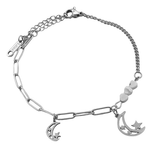 Pulsera Doble Estrella 3 Howlite  Corazones Cadena C:8244