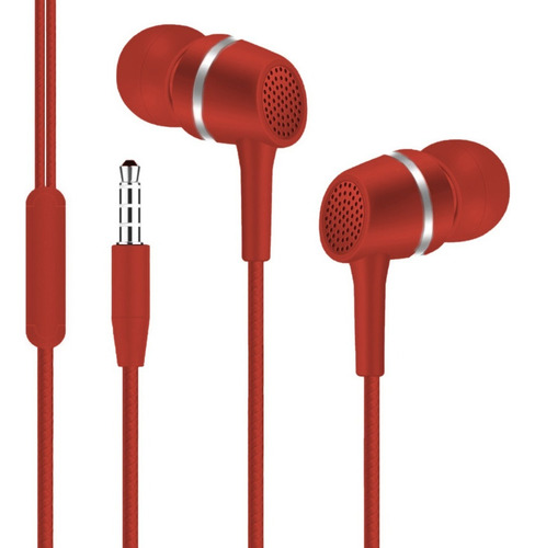 Audifonos Alambricos In Ear Celular Manos Libres Microfono Color Rojo