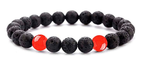 Pulsera Piedra Volcánica Cornalina Unisex + Estuche Dayoshop