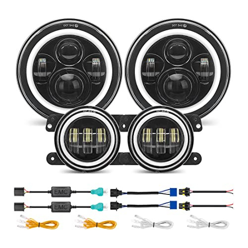 Faros Led De 7  + Luces Antiniebla De 4  De Repuesto [h...