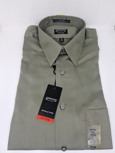 * Camisa Hombre Talla S 14 1/2, 32/33 Fitted Verde Militar