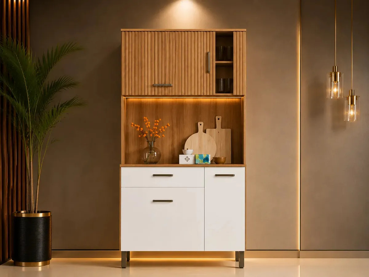 Armário de Cozinha Viena 910 da M Casa Móveis com 4 Portas e 1 Gaveta