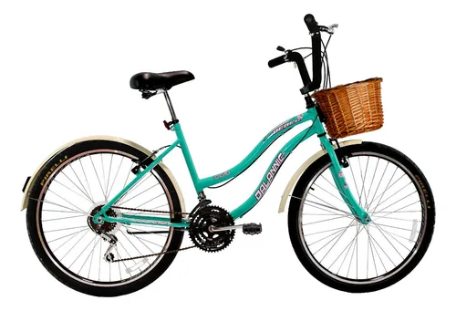 comprar Bicicleta Retrô Aro 26 18v Beach Azul Turquesa Com Cestinha