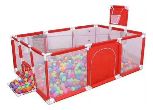 Corral Seguridad Bebes Con Aro De Básquet 180cm Color Rojo