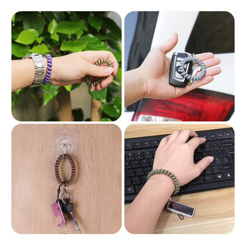6 Pulseras Elásticas Con Llavero De Muñeca Para Gimnasio Y S