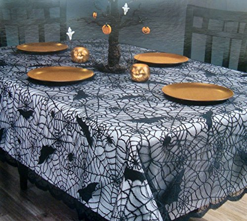 Mantel Rectangular Negro De Telaraña Para Halloween