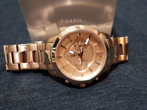 Relógio Unissex Original Fossil Dourado Cobreado