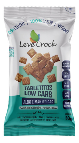 Biscoito Tabletitos Low Carb Alho e Manjericão sem Glúten Leve Crock Pacote 50g