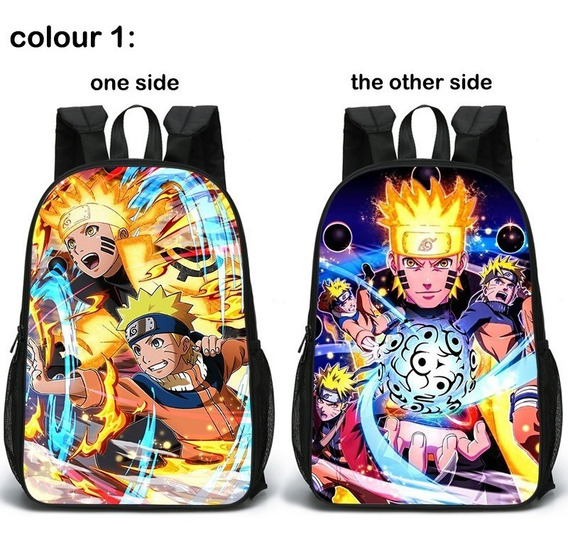 4 Piezasjuego De Mochila Naruto De Doble Cara+fiambrera+más 4 Piezasjuego De Mochila Naruto De Doble Cara+fiambrera+más