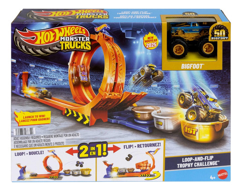 Hot Wheels Monster Trucks Competencia De Big Foot Giros Multicolor