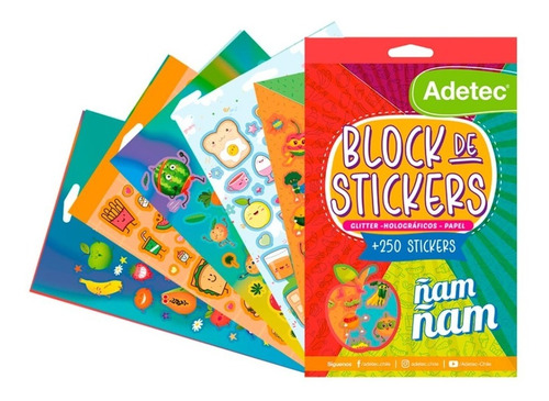 Block De Stickers Adetec Ñam Ñam +250 Stickers / 830