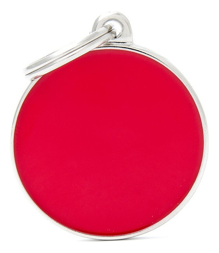 Chapa Identificatoria Para Mascotas My Family Big Circle Red Color Rojo Handmade Red Big Circle