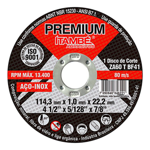 Disco Sped/inox Premium Itambe 4.1/2x7/8 - Kit C/25 Unidades