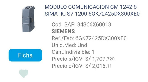 Siemens Modulo Comunicación Cm 1242-5 Mod:6gk7242-5dx30-0xe0