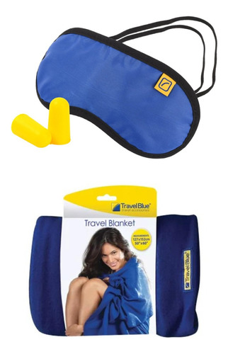 Kit De Descanso Almohada + Cobija Polar Tapones Para Oídos 