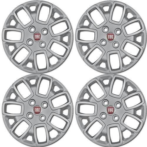 Jogo De Calotas Aro 14 Fiat Uno Vivace Way Com Emblema