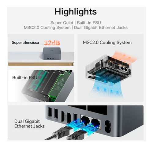 Mini Pc Beelink Eqr5 Amd Ryzen 7 5825u 16gb + 500gb M.2 Rade