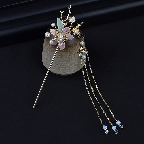 . Paquete De 3 Horquillas Chinas For Con Borlas Y Flores