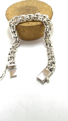 Pulso Esclava Brazalete En Plata Fina Ley. 925 Doble Cubano