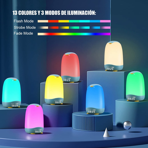 Imagen 3 de 7 de Lámpara Led Mesa Táctil Despertador Recargable Control Bebe
