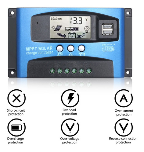 Imagem 5 de 10 de Controlador De Carga Solar Dual Usb Lcd Display 100a Mppt