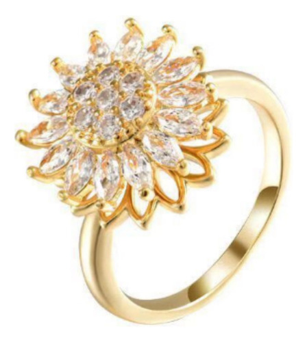 Anillo Antiestrés Ajustable Flor Girasol Giratorio Tik Tok