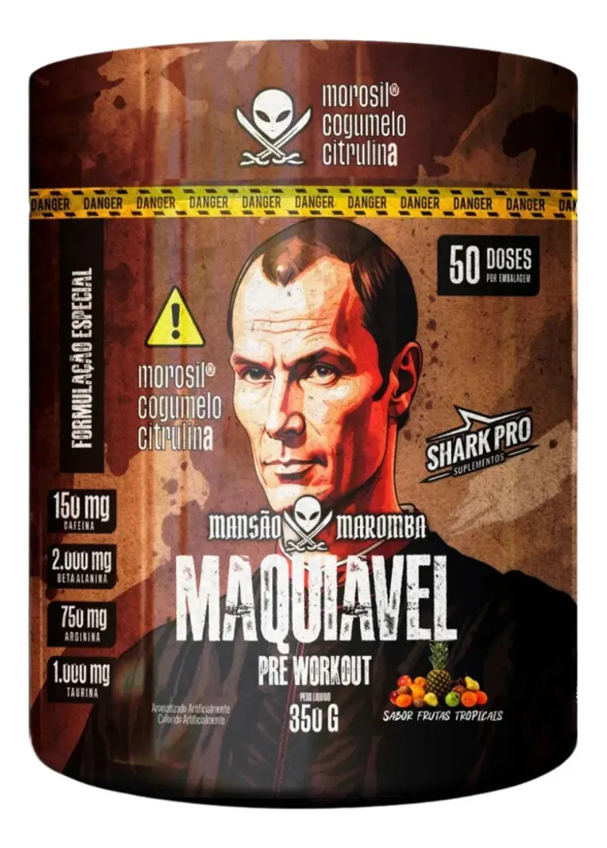 Maquiavel Pré Treino Pote 350g Shark Pro Sabor Frutas Tropicais