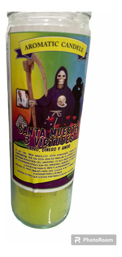 Veladora Curada Santa Muerte 3 Virtudes Salud  Dinero Y Amor